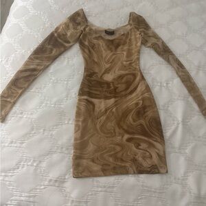 Elegant Brown Swirl Dress